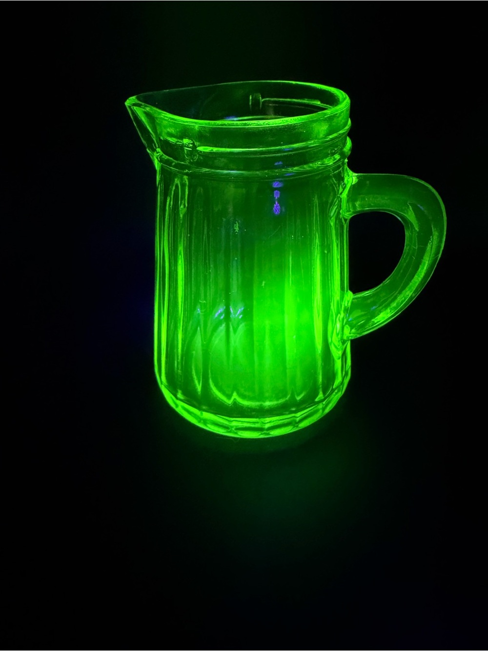 Uranium Green Antique Syrup Dispenser Pitcher Depression Vaseline Glass